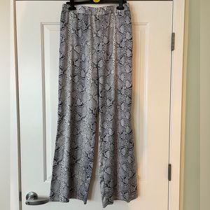 Satin Snake Scale Print Elastic Waist Pull-on Wide Leg Pants